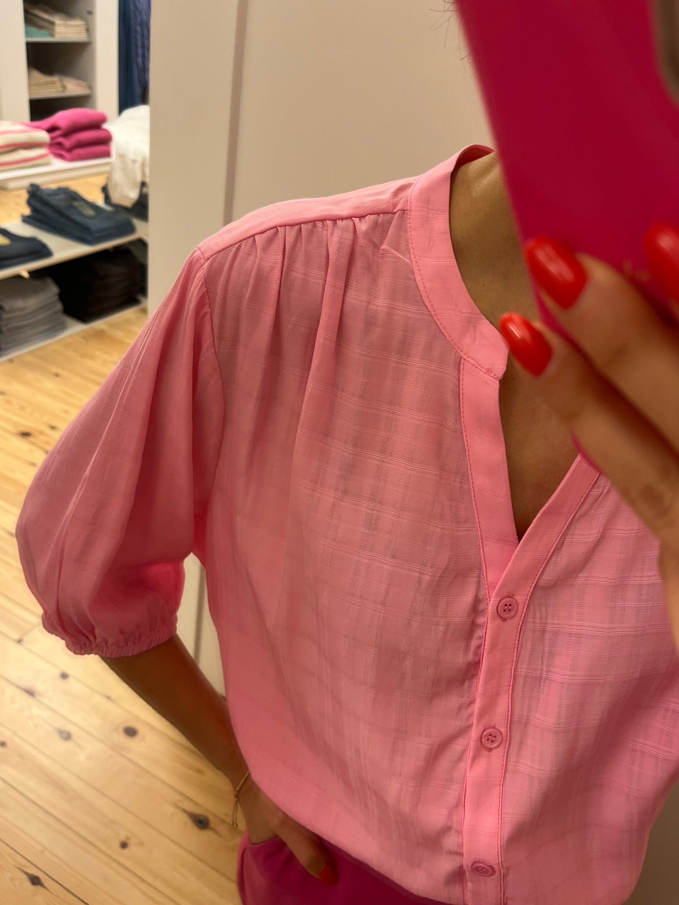 Rafia blouse roze