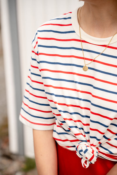 Winny T-shirt wit/rood/blauw