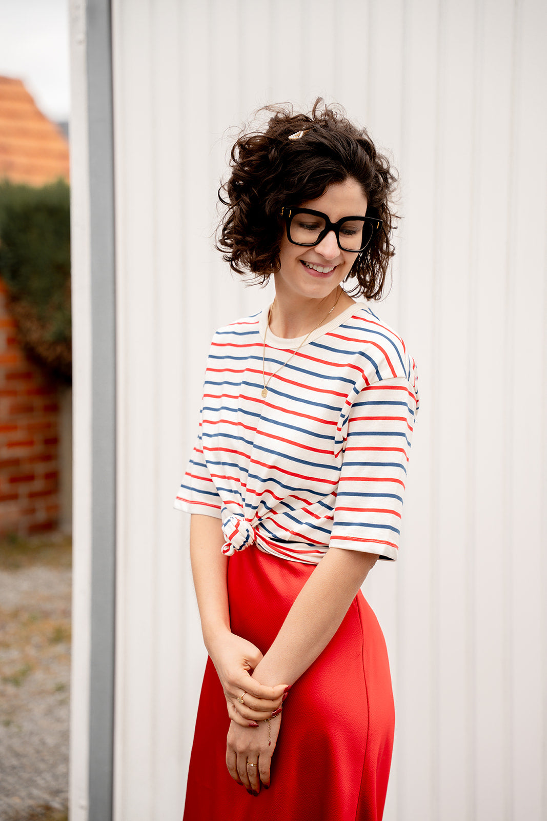 Winny T-shirt wit/rood/blauw